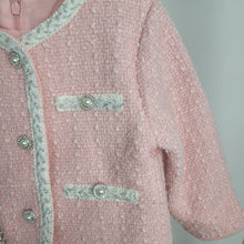 Load image into Gallery viewer, Girls Two Piece Glitter Embossed Dress &amp; Jacket Set with Purse-Pink
