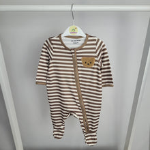 Load image into Gallery viewer, Zip Up Stripe Teddy Onesie
