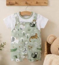 Load image into Gallery viewer, Green Zoo Animal Dungarees
