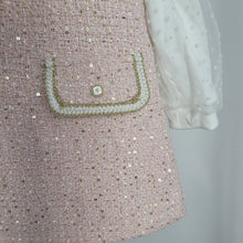 Load image into Gallery viewer, Baby Girls Two Piece Jacquard Glitter Embossed Polka Dot Sleeve Dress Set-Pink
