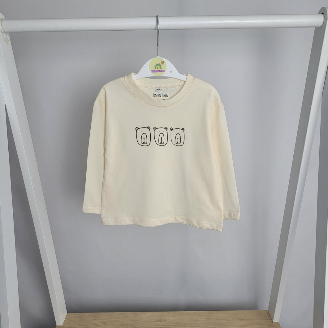Cream Long Sleeved Top-Bears