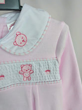 Load image into Gallery viewer, Baby Pink Smocked Teddy Cotton Sleepsuit
