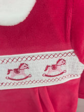 Load image into Gallery viewer, Red Velour Smocked Rocking Horse Sleepsuit
