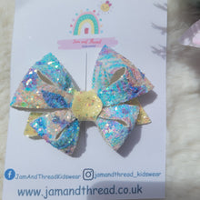 Load image into Gallery viewer, Freya Bow-Blue/Yellow Floral
