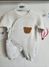 Load image into Gallery viewer, Quilted bear Layette Onesie-Cream
