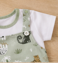 Load image into Gallery viewer, Green Zoo Animal Dungarees
