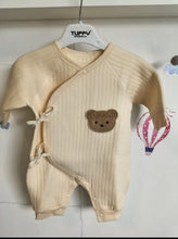 Load image into Gallery viewer, Quilted Bear Layette Onesie-Beige
