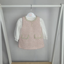 Load image into Gallery viewer, Baby Girls Two Piece Jacquard Glitter Embossed Polka Dot Sleeve Dress Set-Pink
