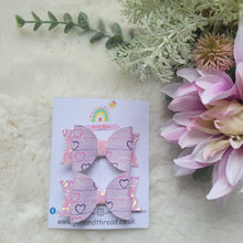 Load image into Gallery viewer, Small Dolly Bow Duo-Lilac Hearts
