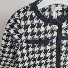 Load image into Gallery viewer, Girls Two Piece Dogtooth Embossed Jacket &amp; Skirt Set with Hat
