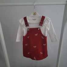 Load image into Gallery viewer, Red Bow Pinafore Dress Set
