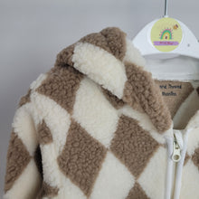 Load image into Gallery viewer, Harlequin Beige and Cream Zip Up Fleece
