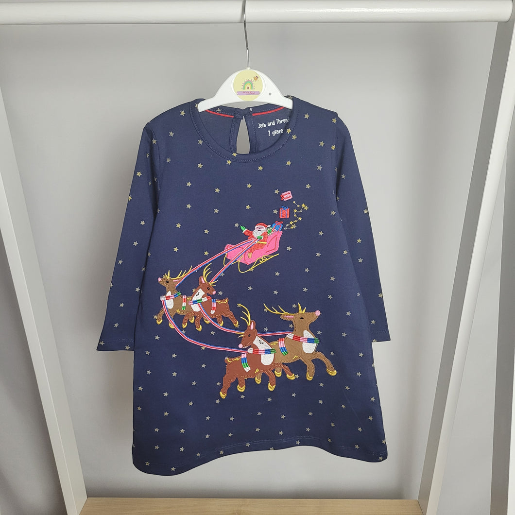 Navy Long Sleeved Christmas Dress