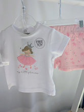 Load image into Gallery viewer, Baby Girls Princess T-Shirt, Shorts &amp; Plush Toy Set
