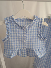 Load image into Gallery viewer, Girls Blue Gingham Two Piece Set
