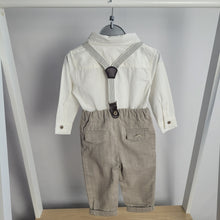 Load image into Gallery viewer, Baby Boys Bodysuit Shirt With Bow Tie &amp; Pant With Braces
