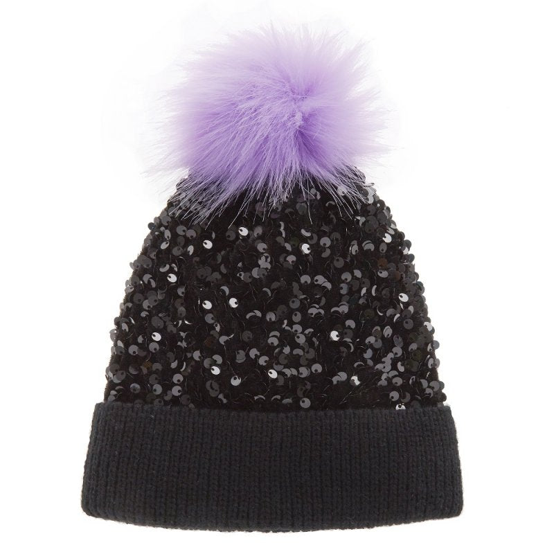 Girls Black Sequin Hat (2-6 Years)