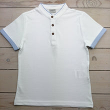 Load image into Gallery viewer, Boys White T-shirt with grandad collar
