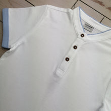 Load image into Gallery viewer, Boys White T-shirt with grandad collar
