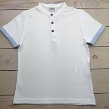 Load image into Gallery viewer, Boys White T-shirt with grandad collar

