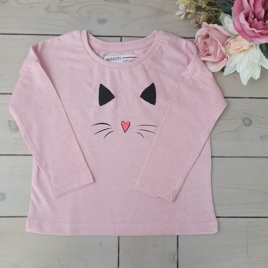 Baby girls pink cat long sleeve top