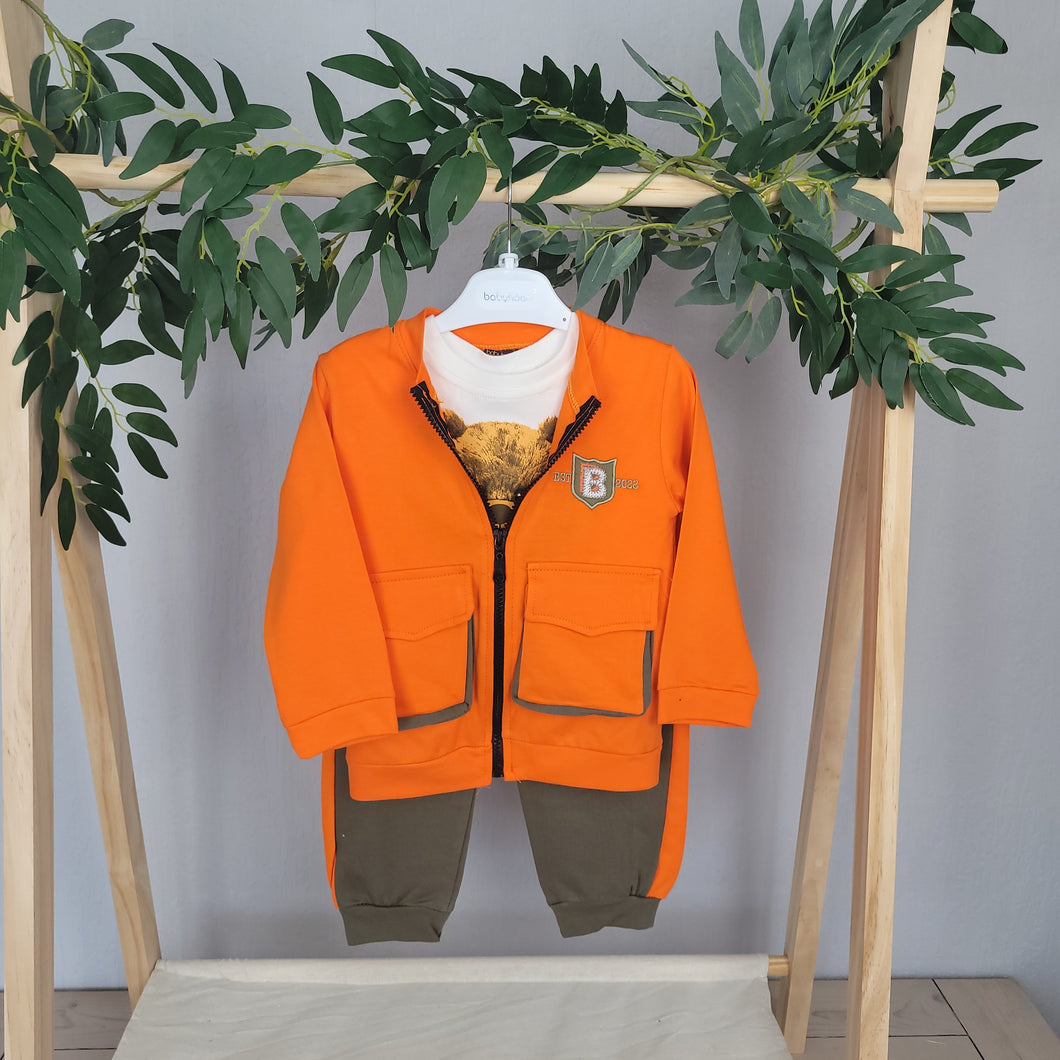 Orange and khaki jogger set