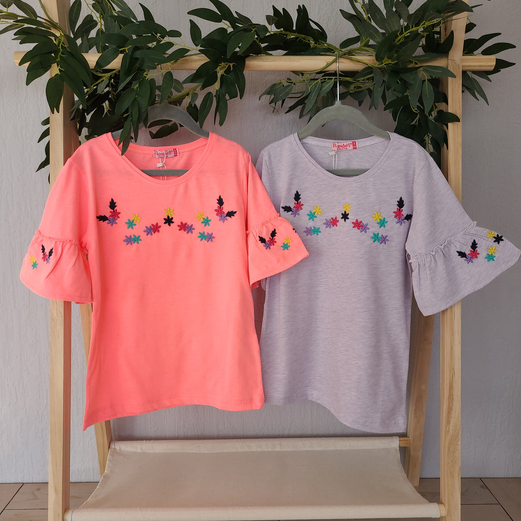 Girls bell sleeved floral top