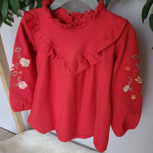 Load image into Gallery viewer, Girls Red Embroidered dress
