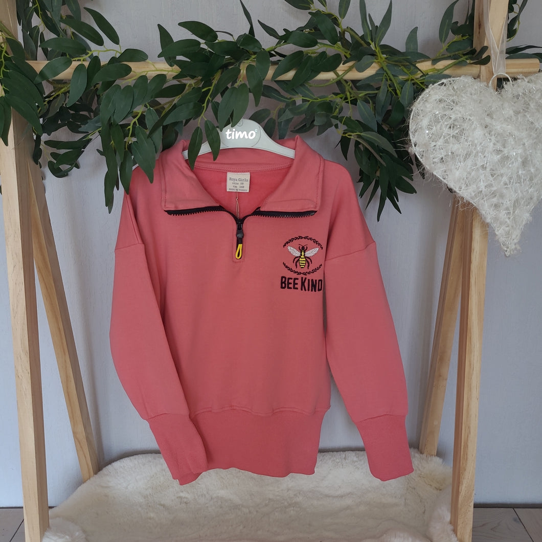 Girls Pink 1/4 zip sweatshirt