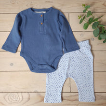 Load image into Gallery viewer, 2 Piece Dusty Blue Ribbed Legging Set
