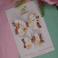 Load image into Gallery viewer, Big Sis, Lil Sis Bows-Cream/Gold Fairies
