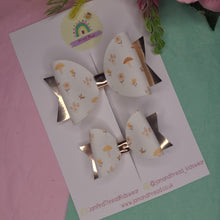 Load image into Gallery viewer, Big Sis, Lil Sis Bows-Cream/Gold Woodland
