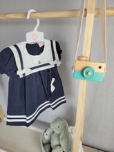 Load image into Gallery viewer, Baby girls navy sailor dress set
