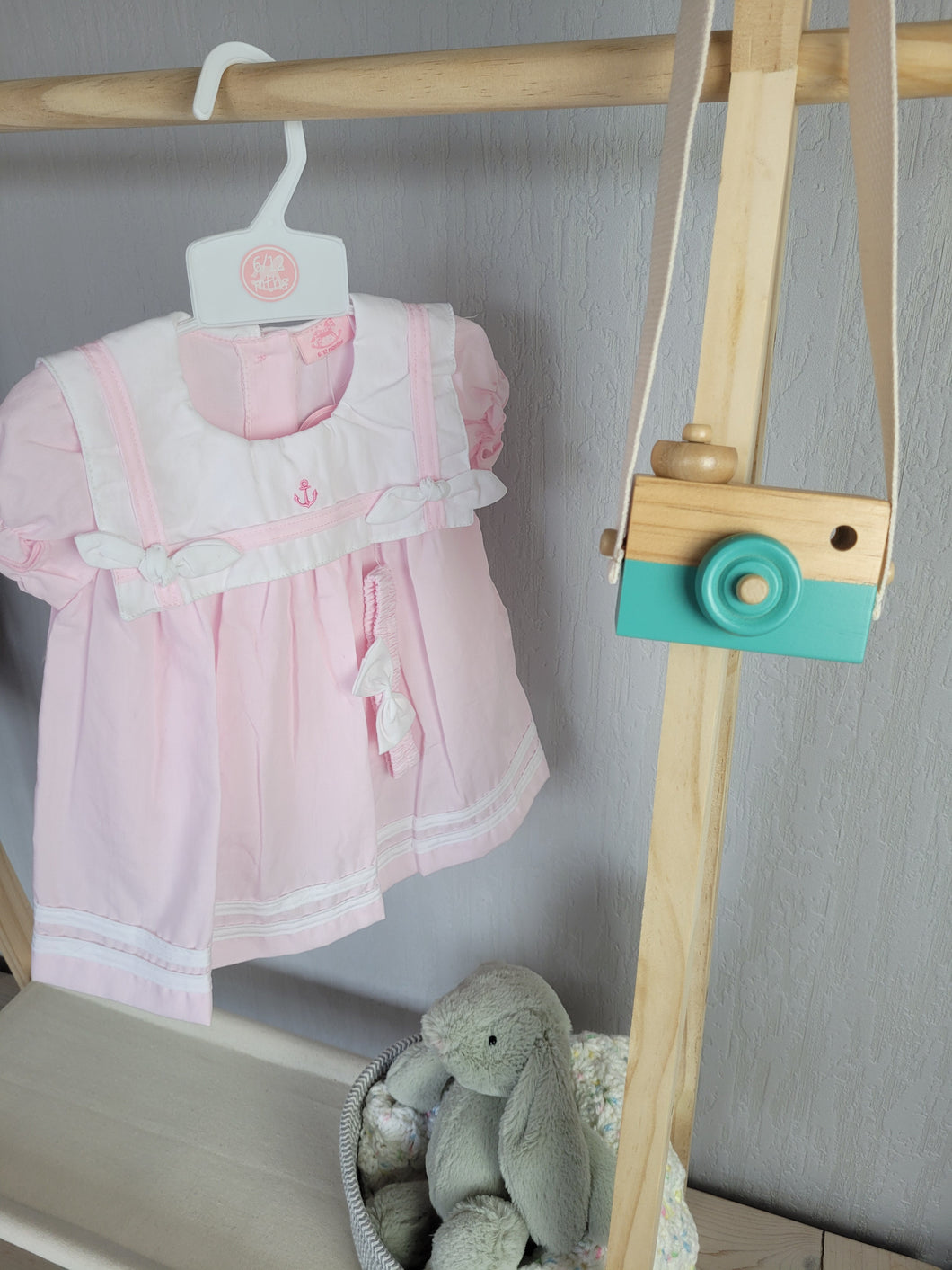 Baby girls pink sailor dress set