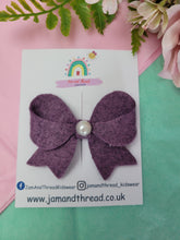 Load image into Gallery viewer, Felt fancy hair bow-dark purple
