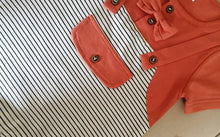 Load image into Gallery viewer, Orange striped romper with bow tie
