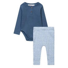 Load image into Gallery viewer, 2 Piece Dusty Blue Ribbed Legging Set
